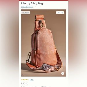 NWOT Anthropologie Liberty Sling Bag Brown Leather🤎